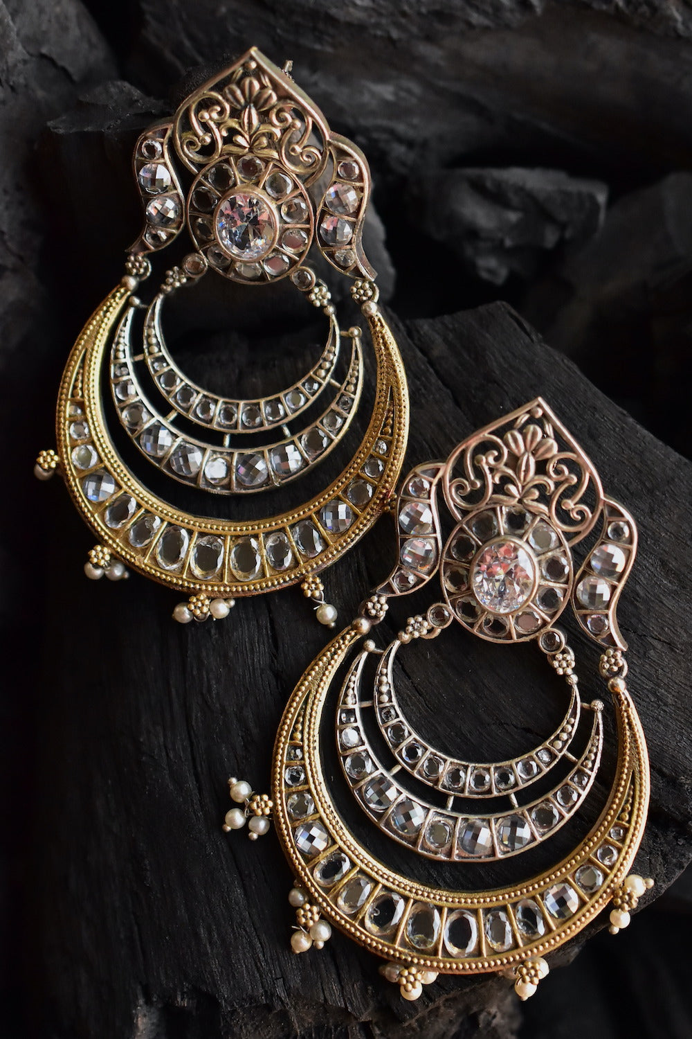 Tribal chandbali earrings trce230525