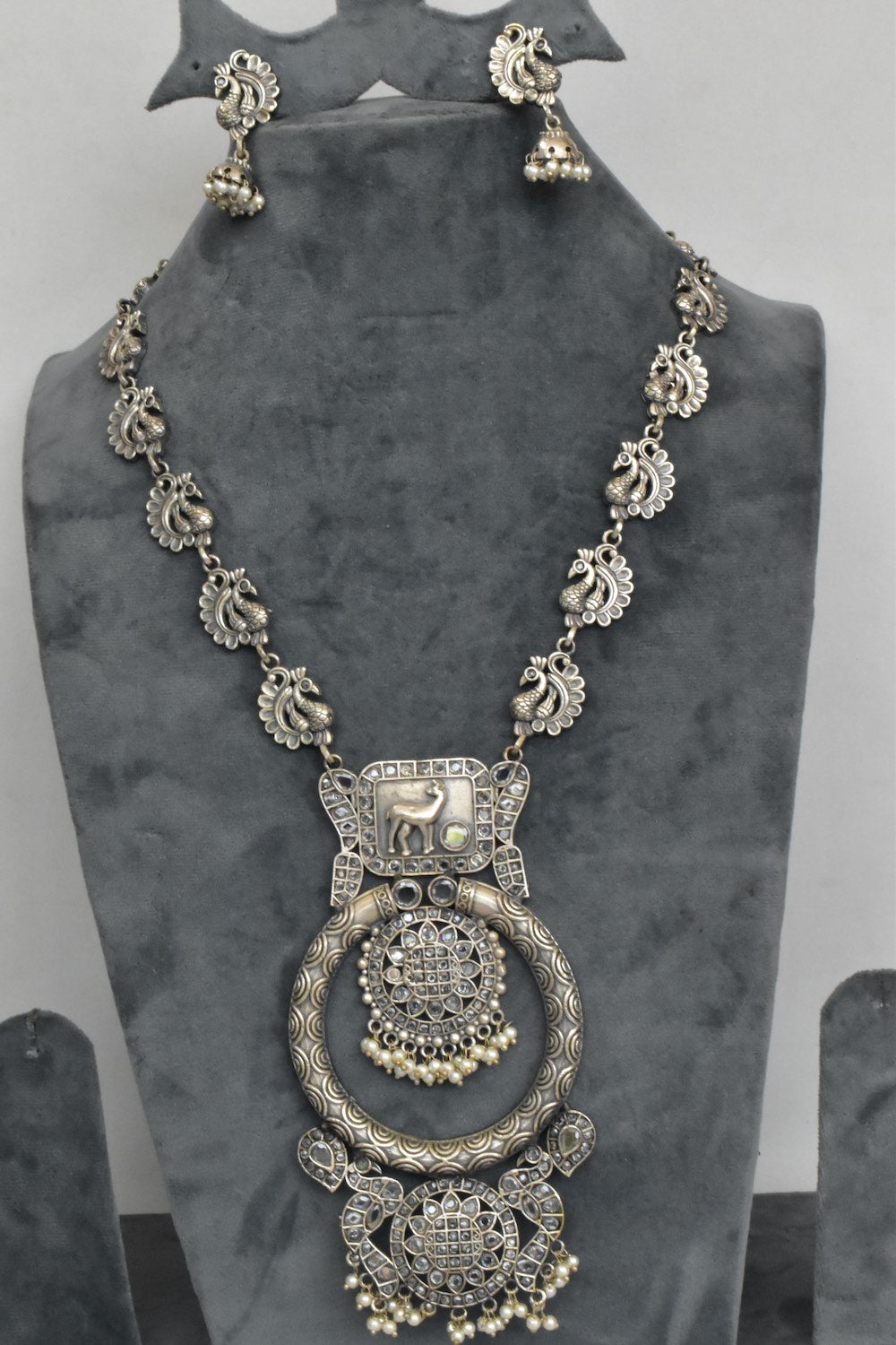 oxidised long necklace