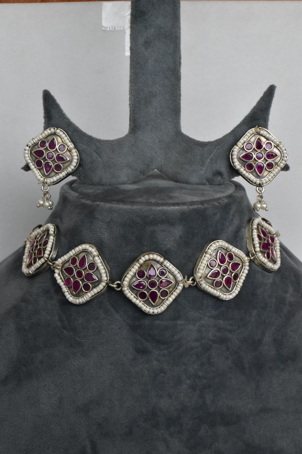 ruby silver choker