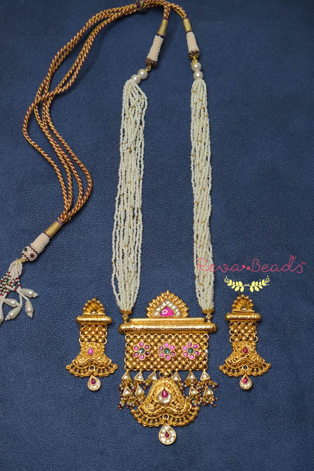 Kundan Long Necklace Earrings Set klnes220324