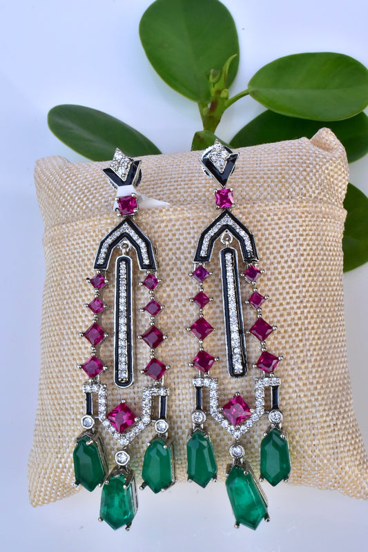 ruby green ad earrings
