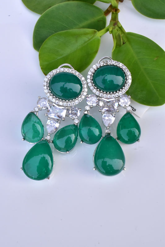 green ad drop earrings