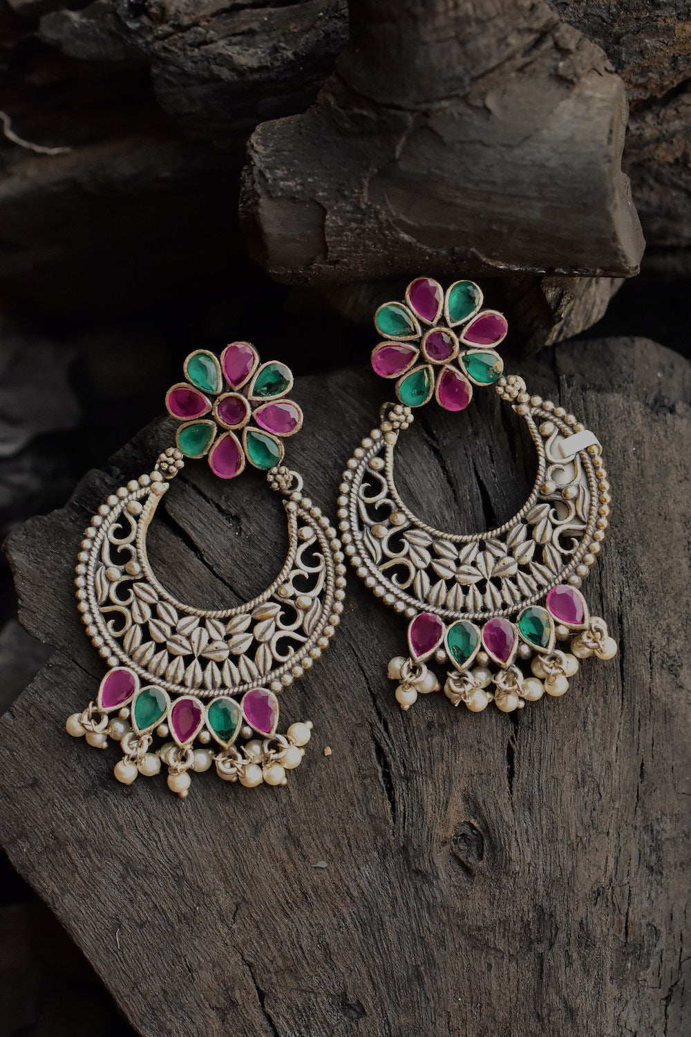 multi oxidised chandbali