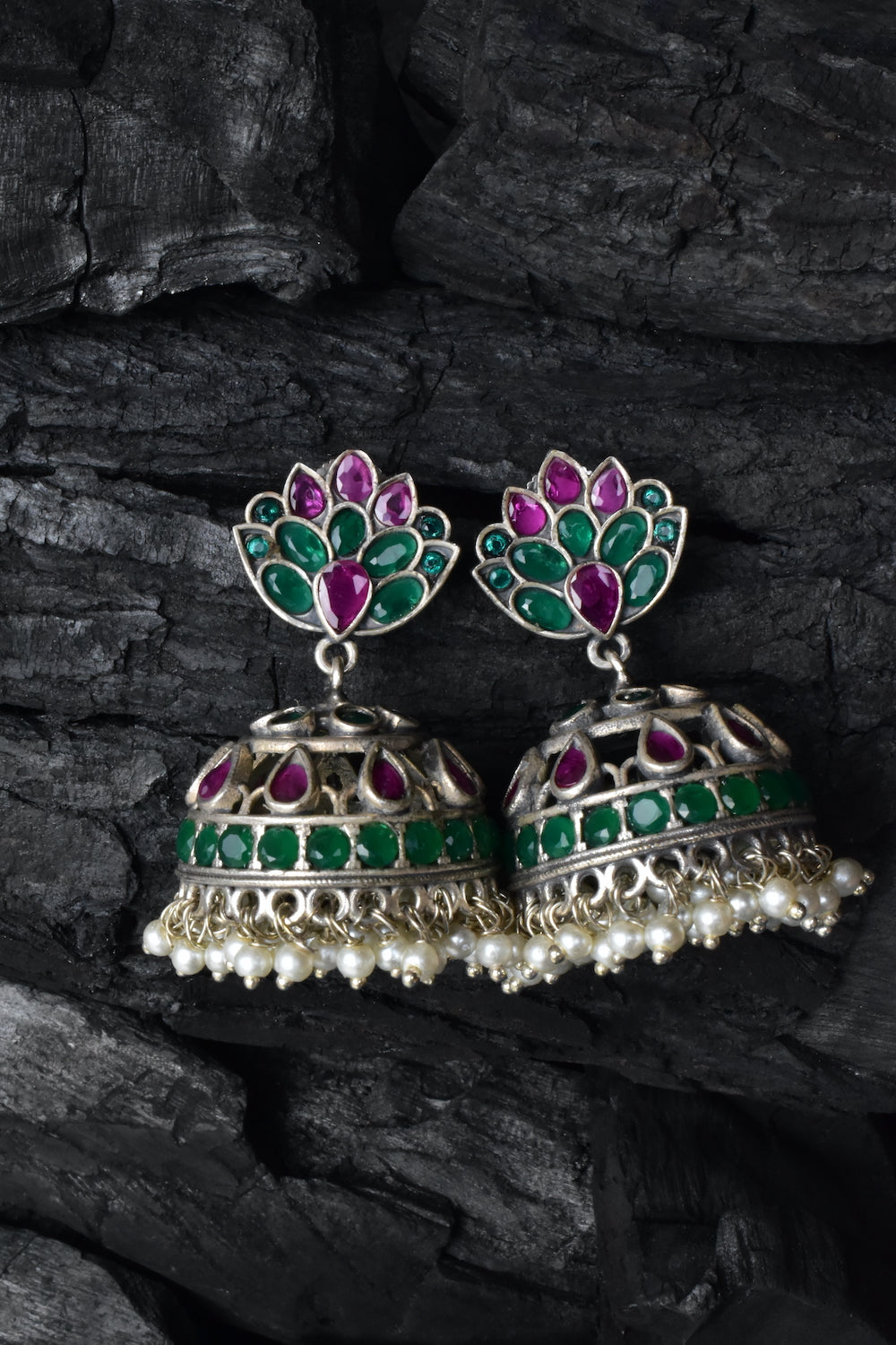 ruby green jhumka