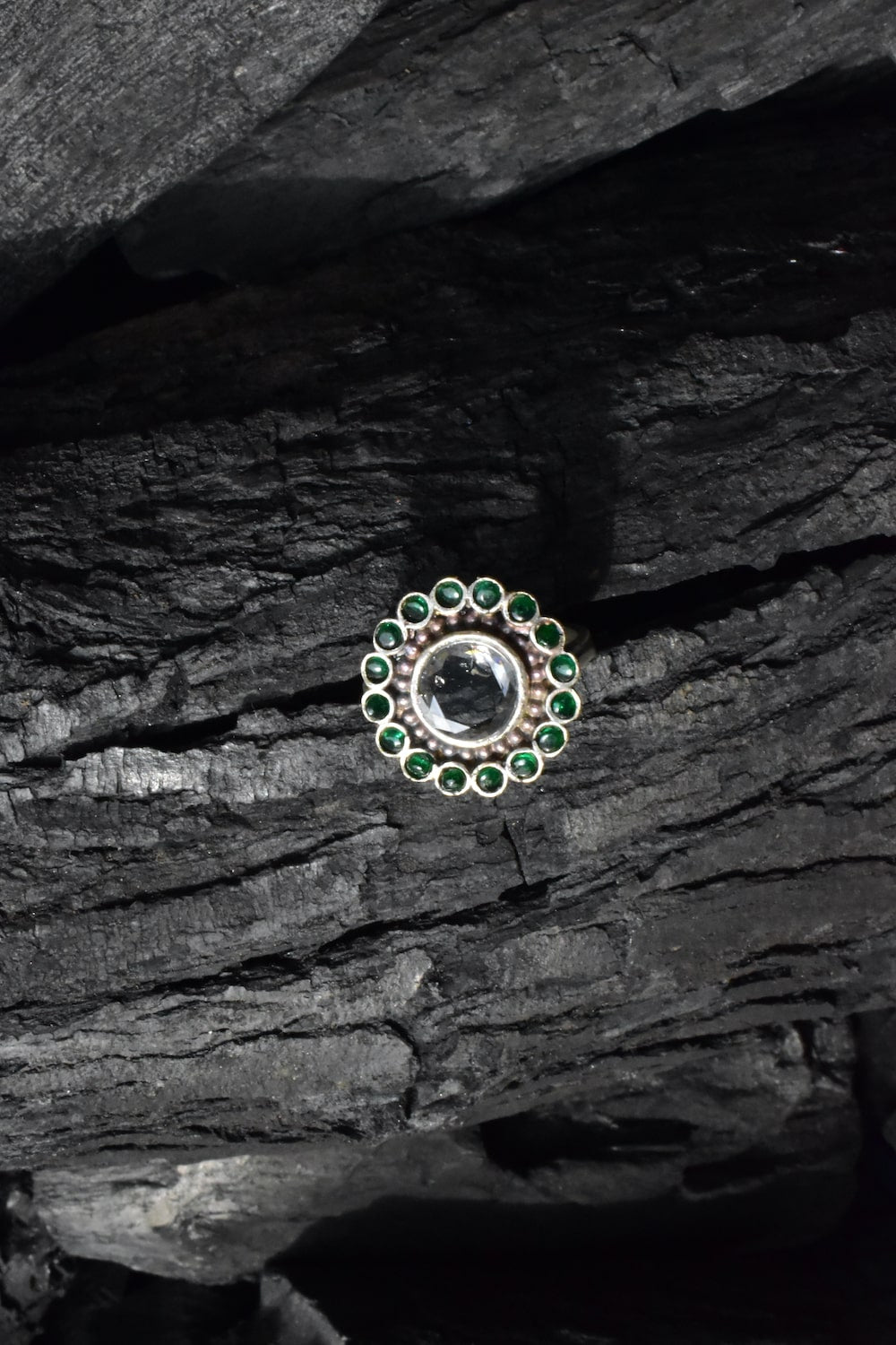 green white earrings