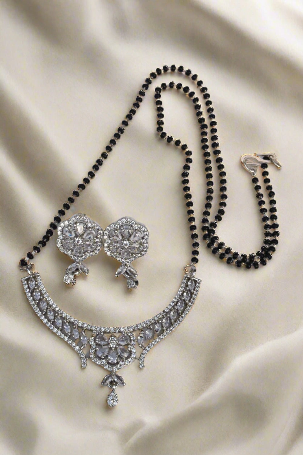 Ad gold and silver polish necklace earrings Set adnes230975