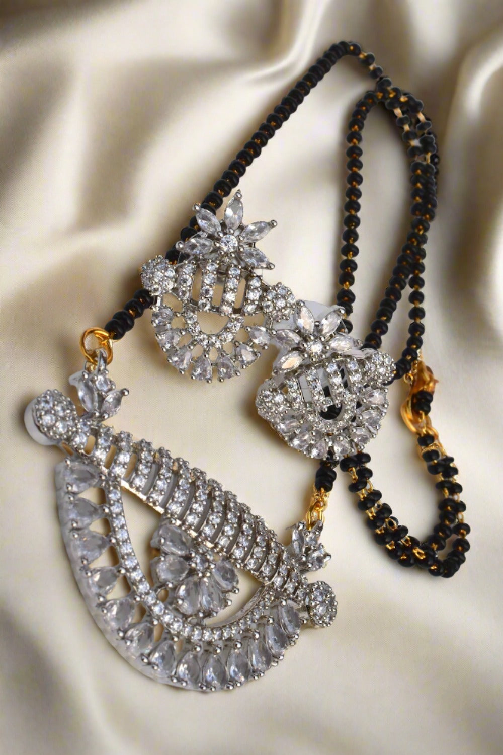 ad gold and silver polish necklace earrings Set adnes230969