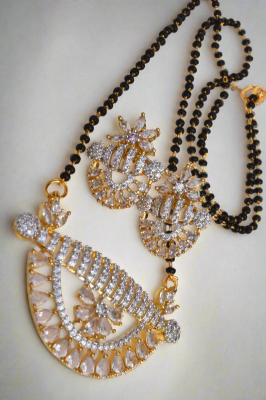 ad gold and silver polish necklace earrings Set adnes230969