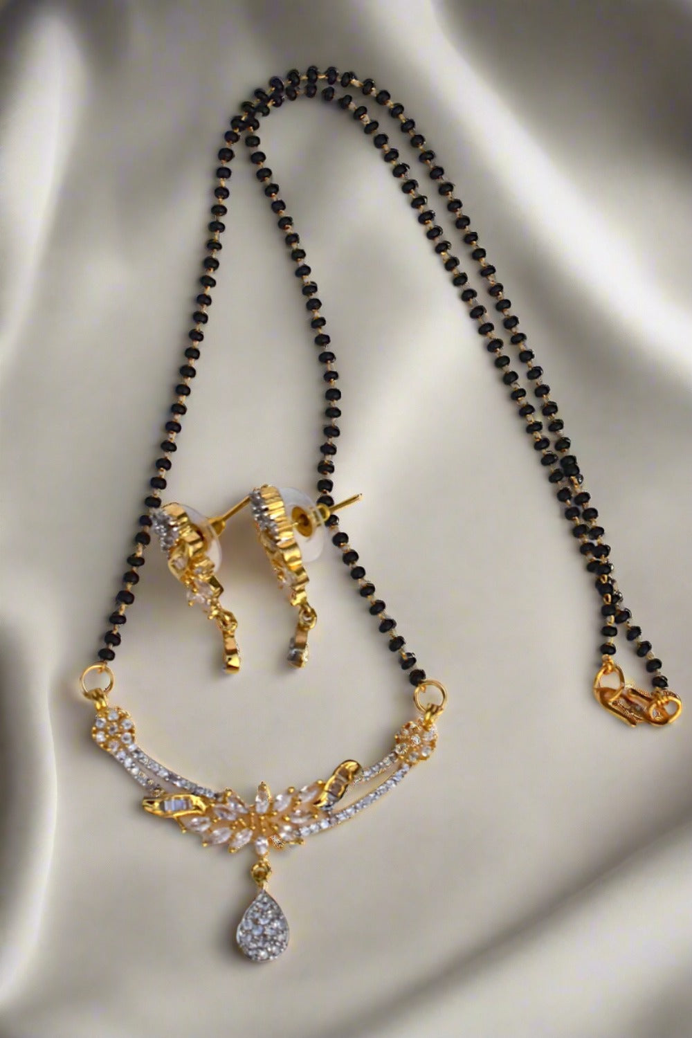 Ad gold and silver polish necklace earrings Set adnes230967