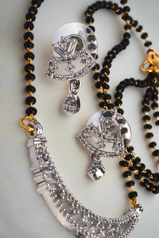 Ad silver polish necklace earrings Set adspnes230968