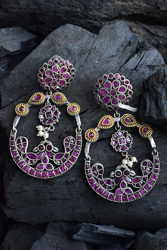 Tribal chandbali earrings trce230493