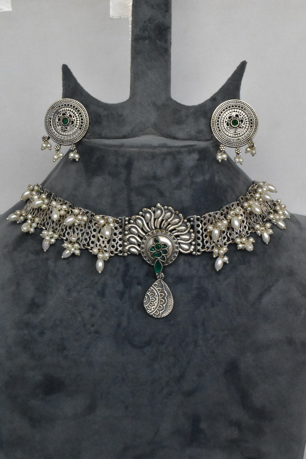 oxidised silver necklace