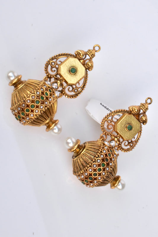 Kundan gold polish drop earrings kaddre230928