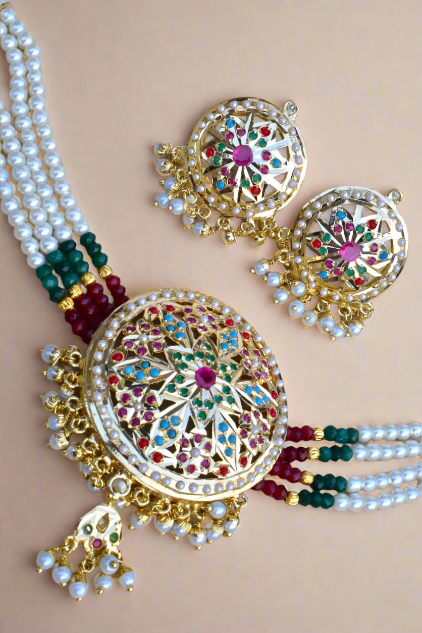 multicolour choker necklace set