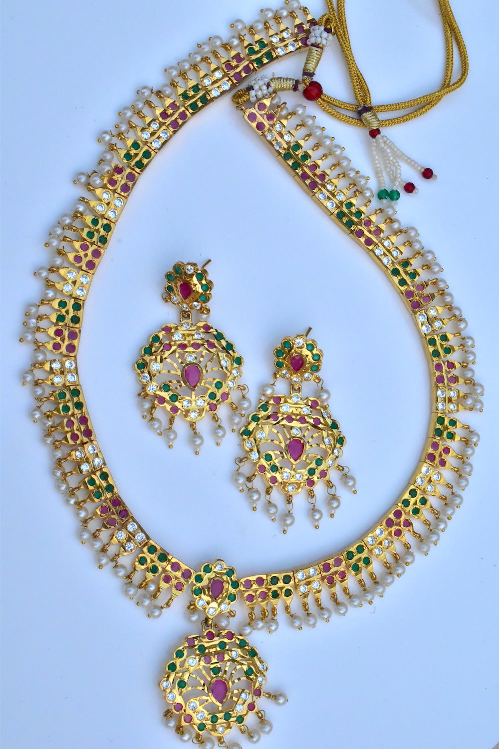 jadau kundan long necklace set