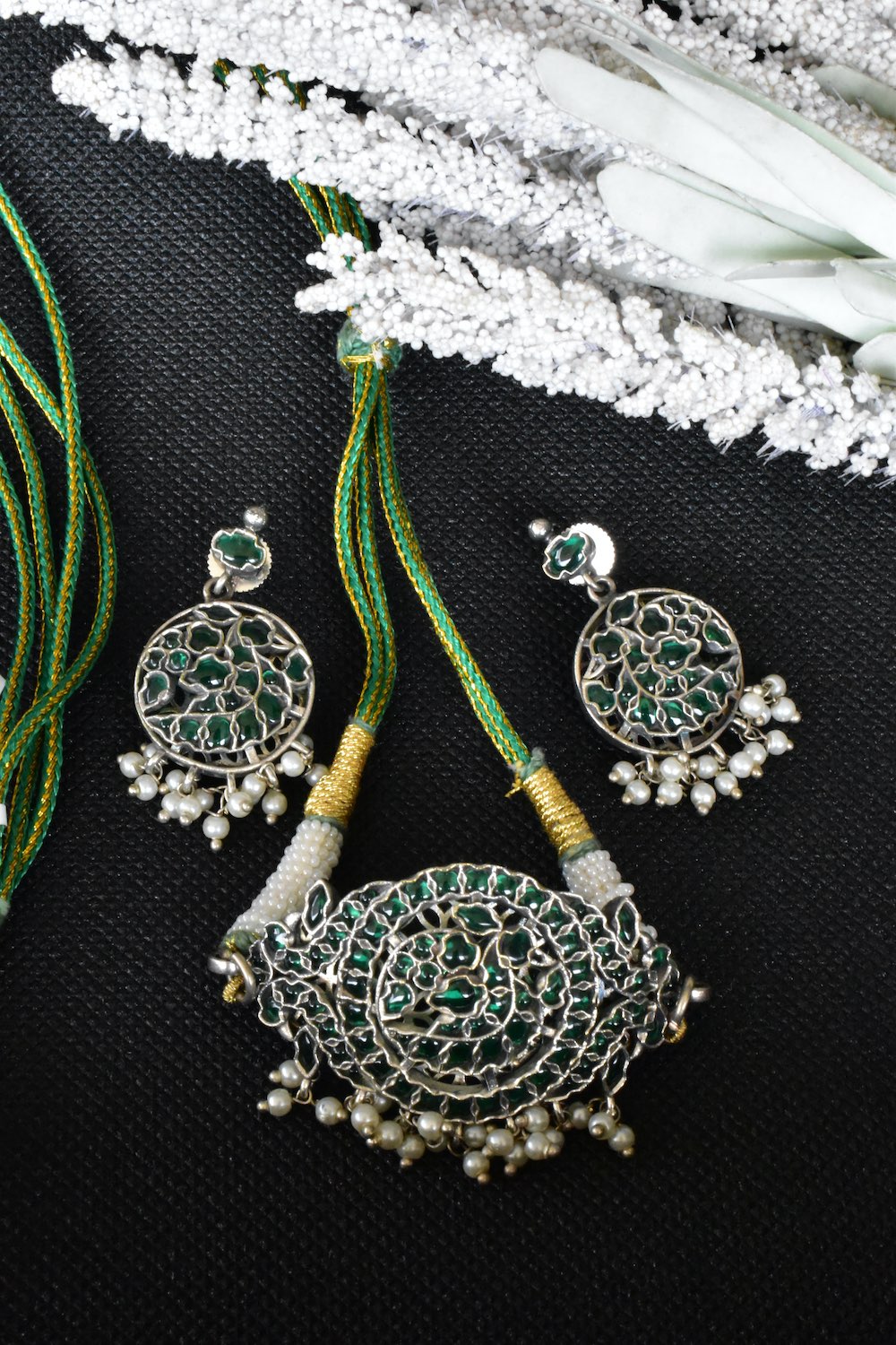 Tribal choker necklace earrings set trchnes230470