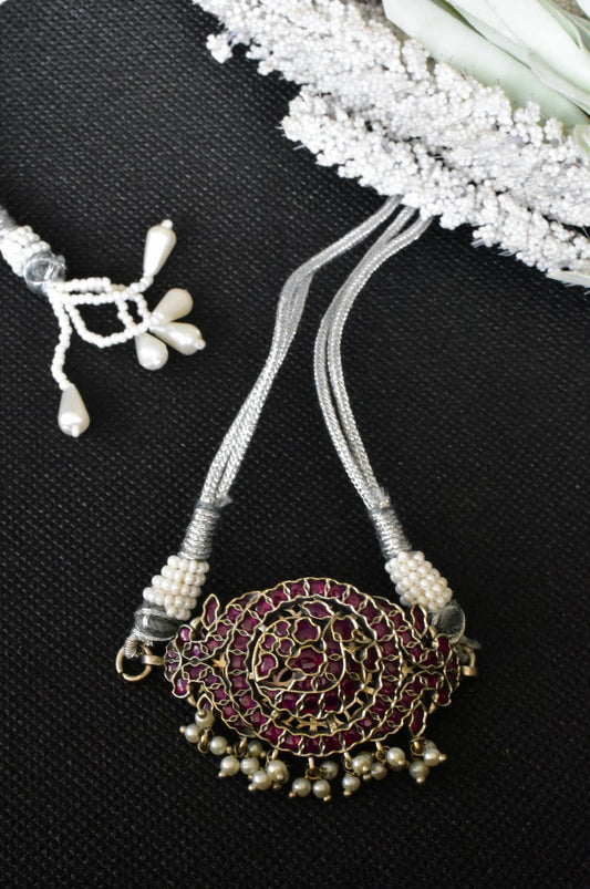 Tribal choker necklace earrings set trchnes230470