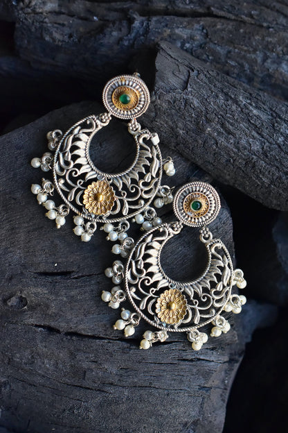 Tribal chandbali earrings trce230490