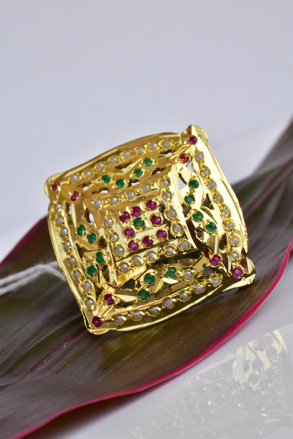 Hyderabadi jadau kundan finger ring