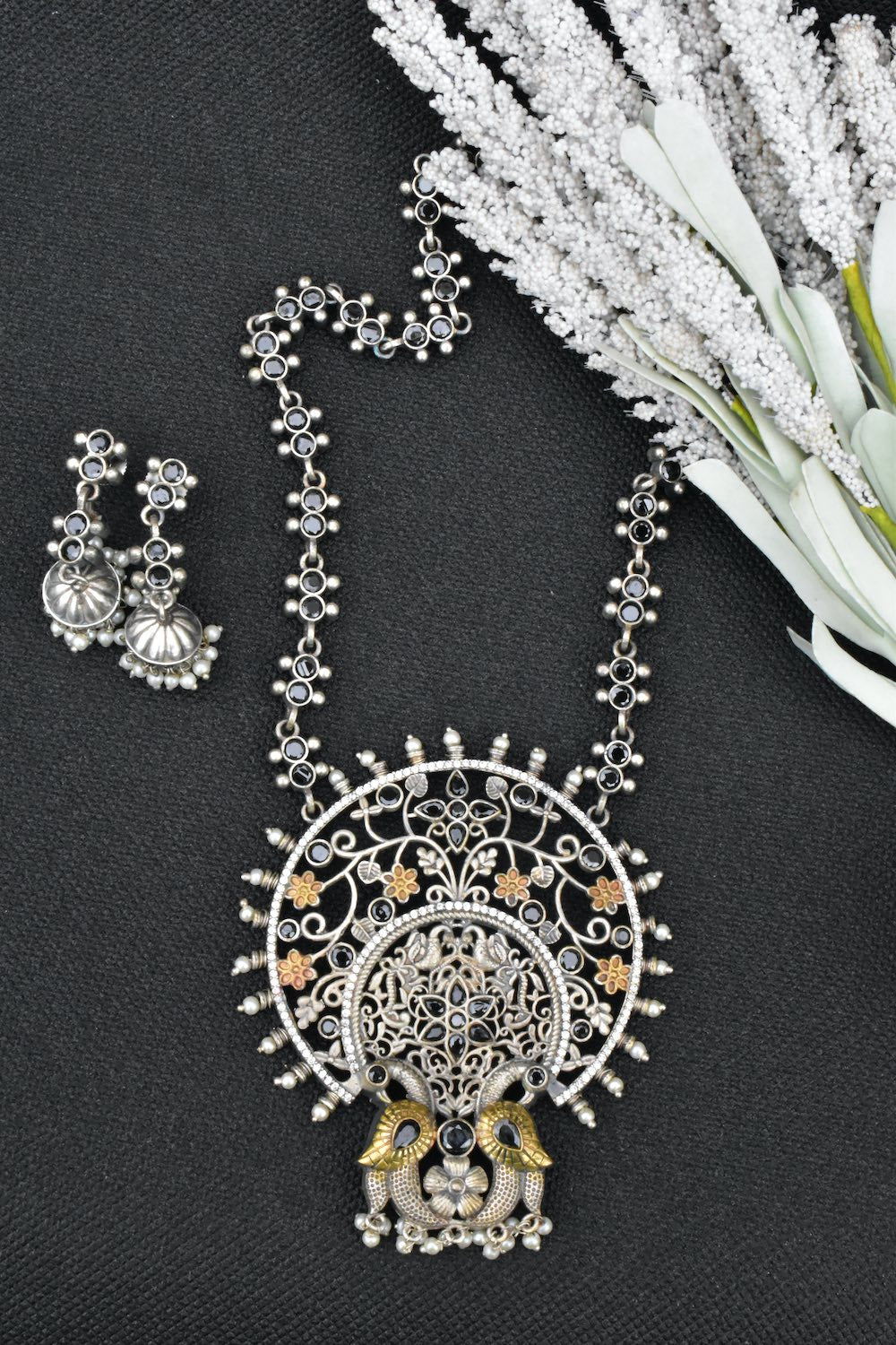 stone studded necklace