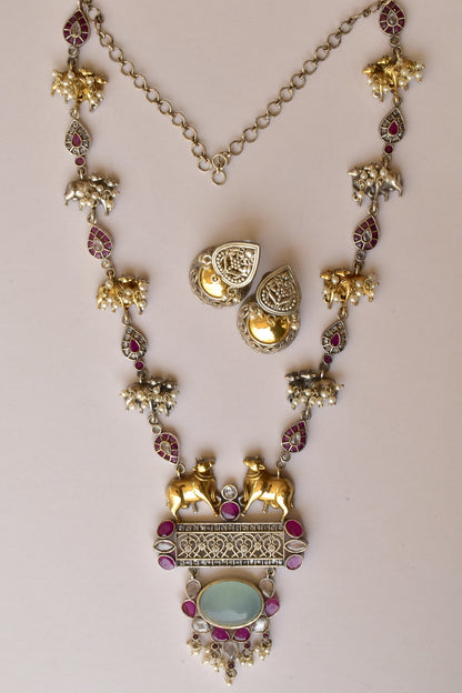Tribal long necklace earrings set trlnes230976