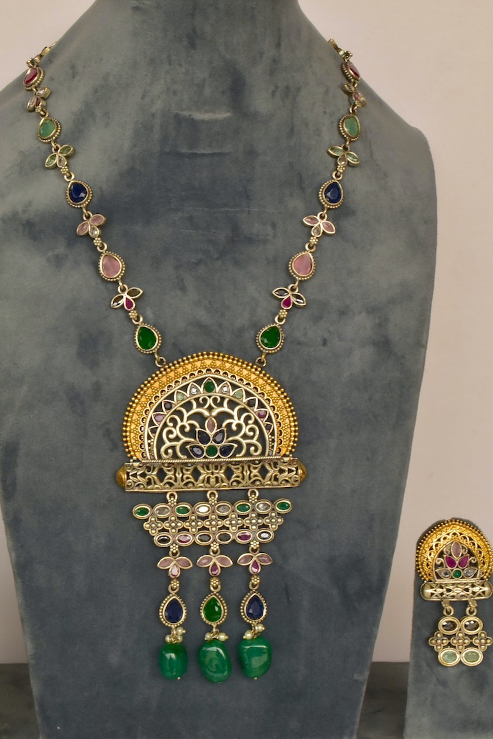 navratna long necklace set