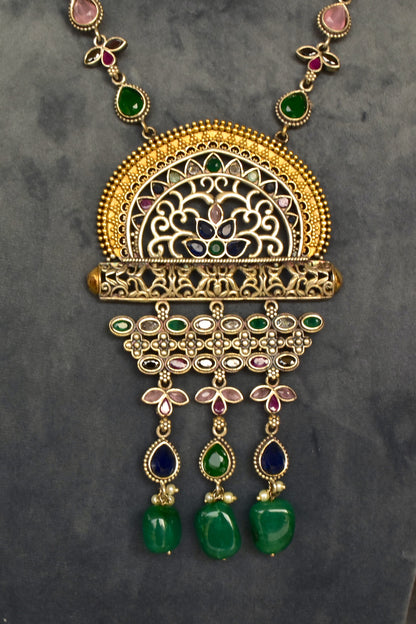 Tribal long necklace earrings set trlnes230977