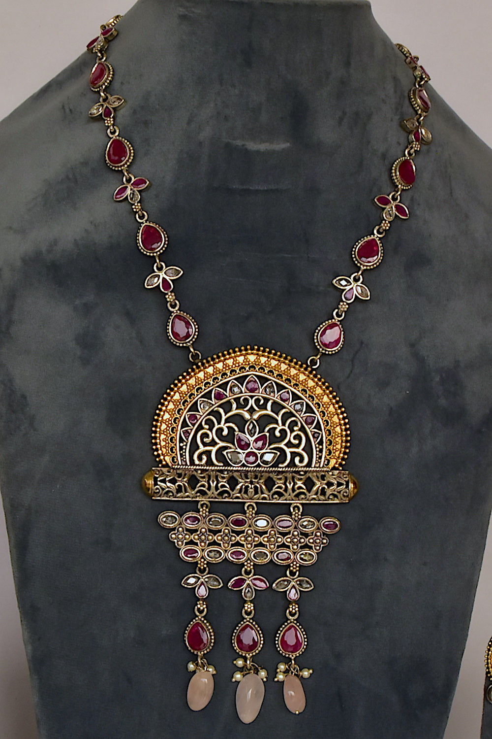 Tribal long necklace earrings set trlnes230977