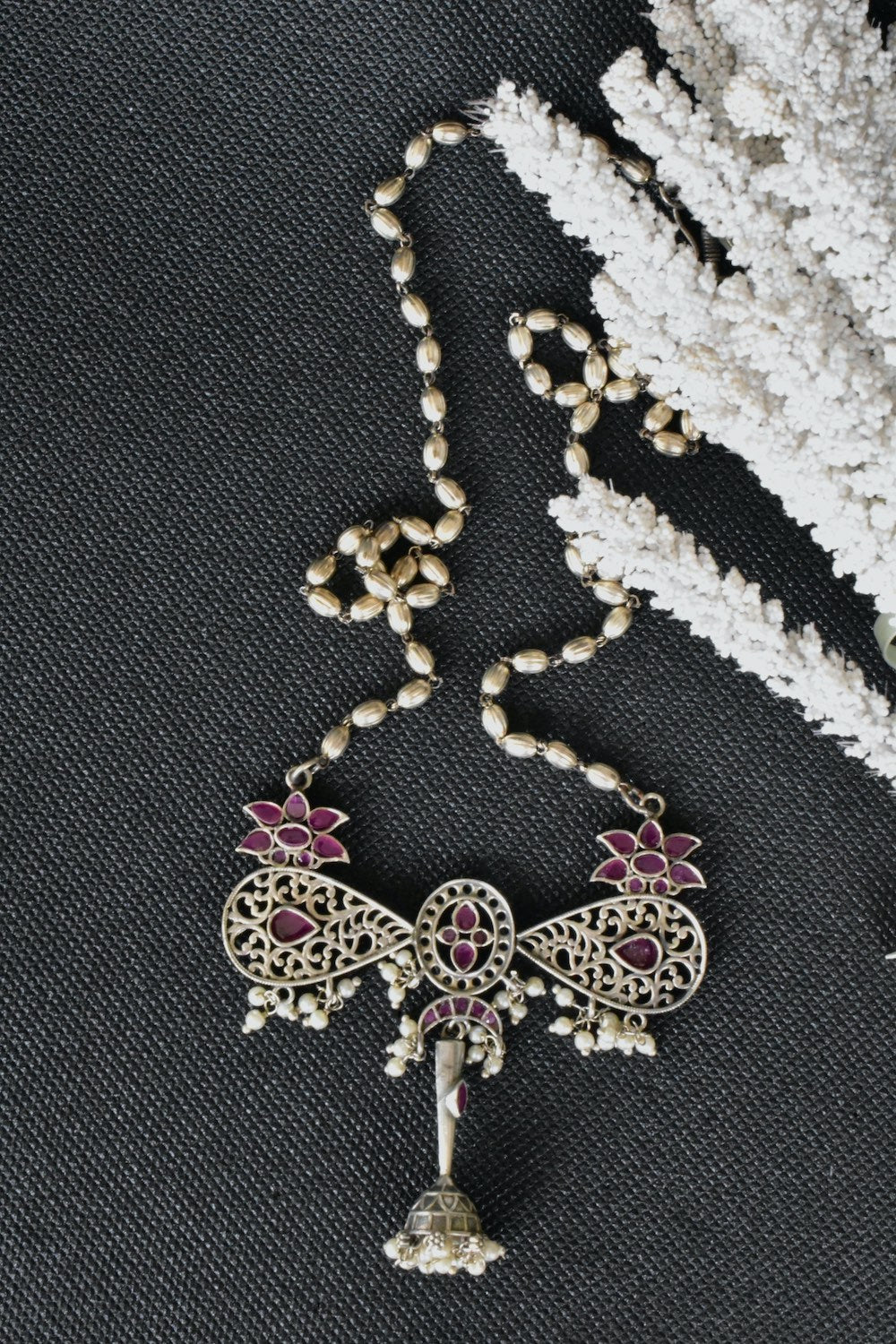 oxidised long necklace