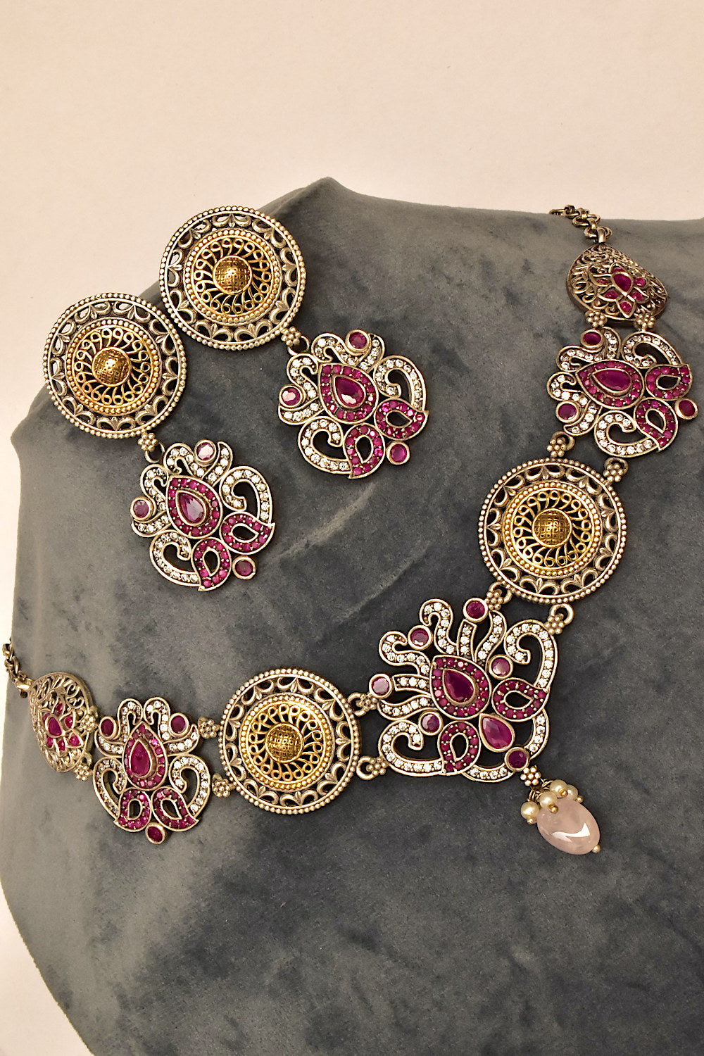 ruby pearl tribal choker set