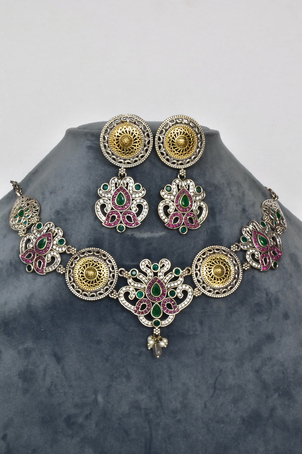 multi dual tone navaratri neckalce set