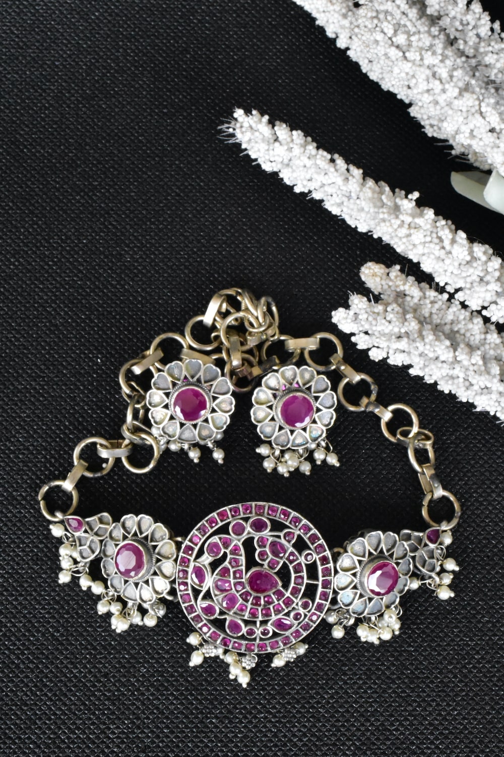 ruby silver choker