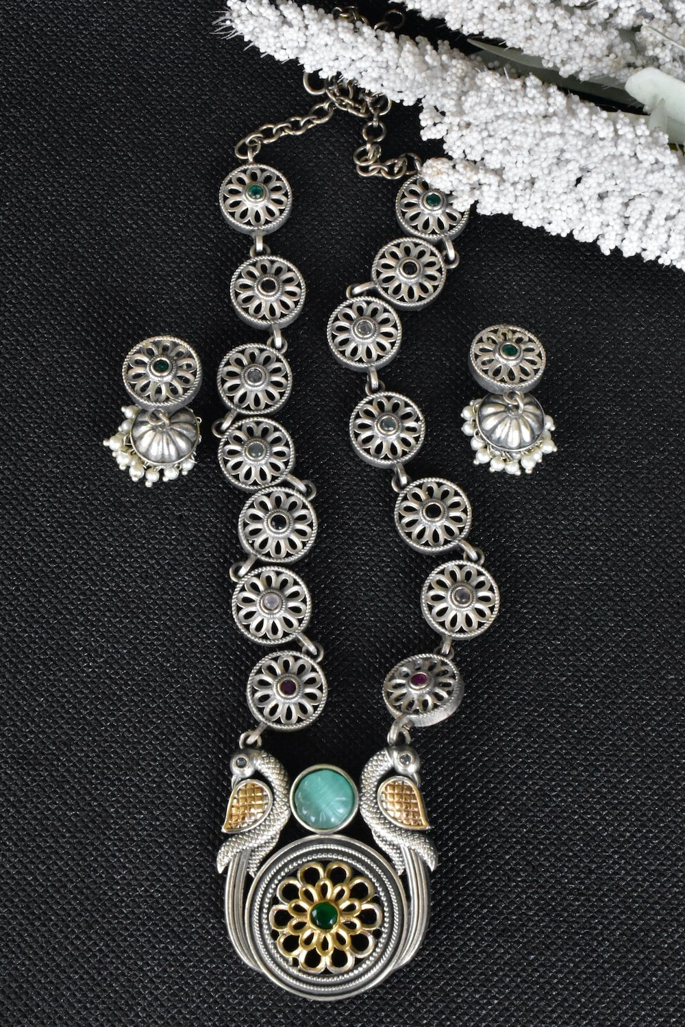 mint navratna necklace