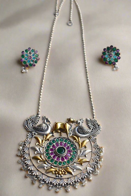 ruby green necklace set