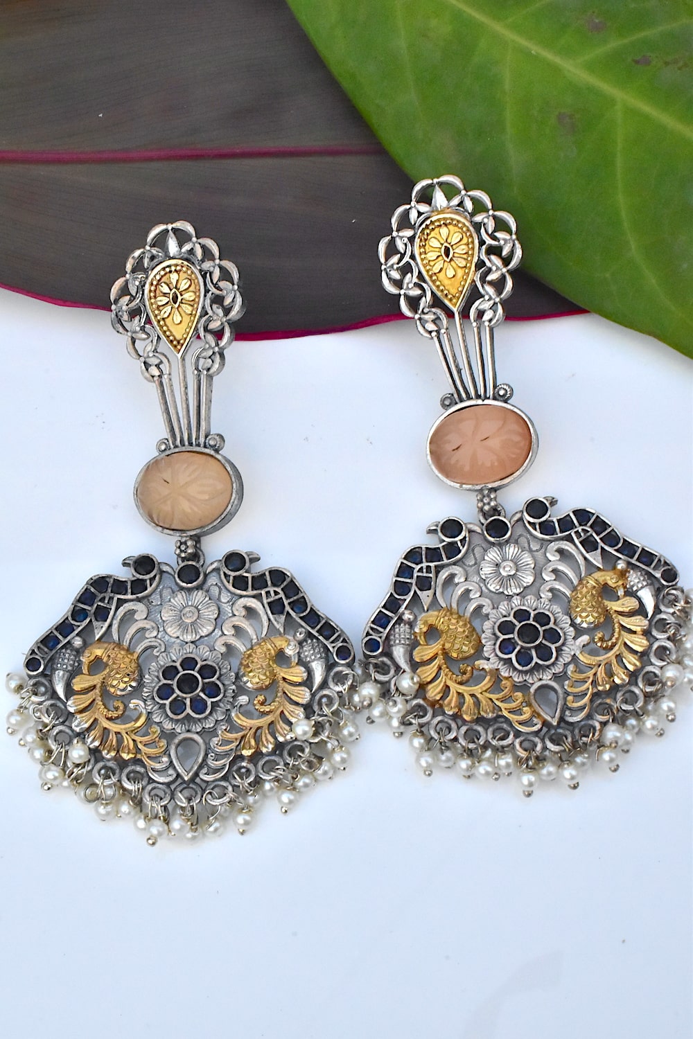 super long oxidised earrings