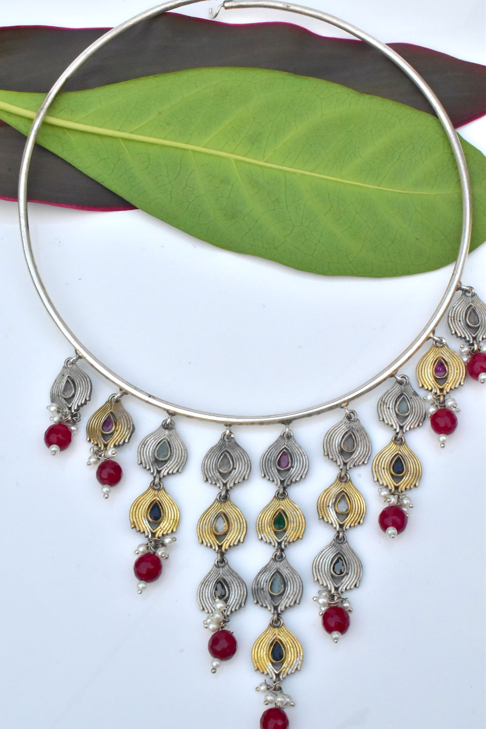 Tribal medium length necklace earrings set trcnes230985