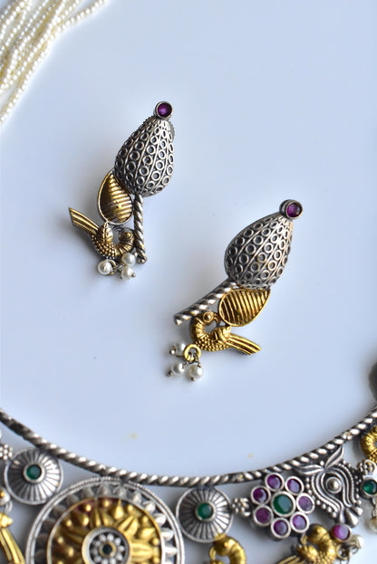 Tribal long necklace earrings set trlnes230479
