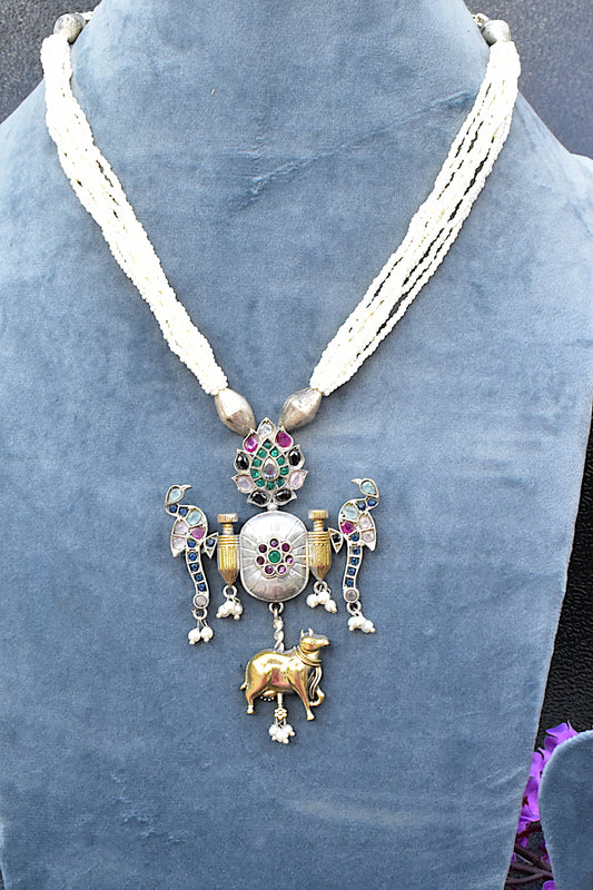 Tribal long necklace earrings set trlnes230553