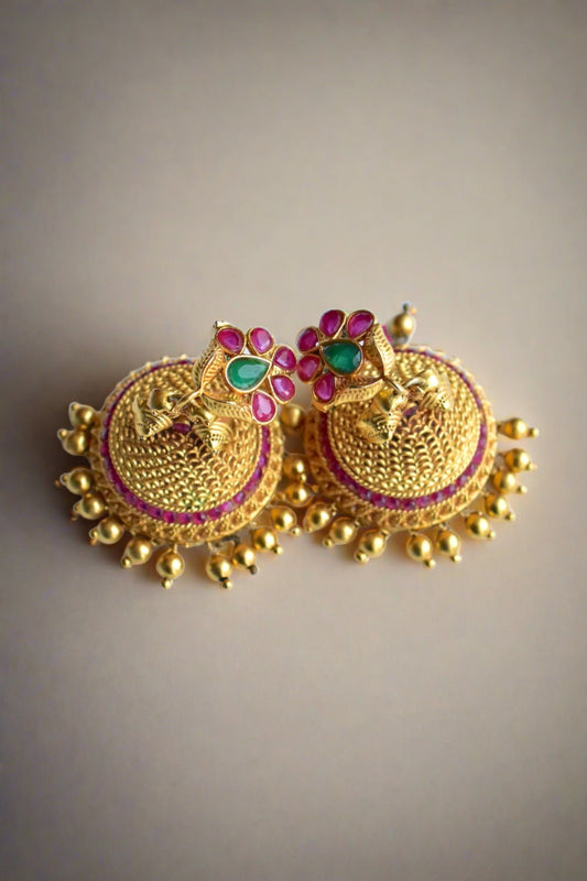 temple jhumka earrings
