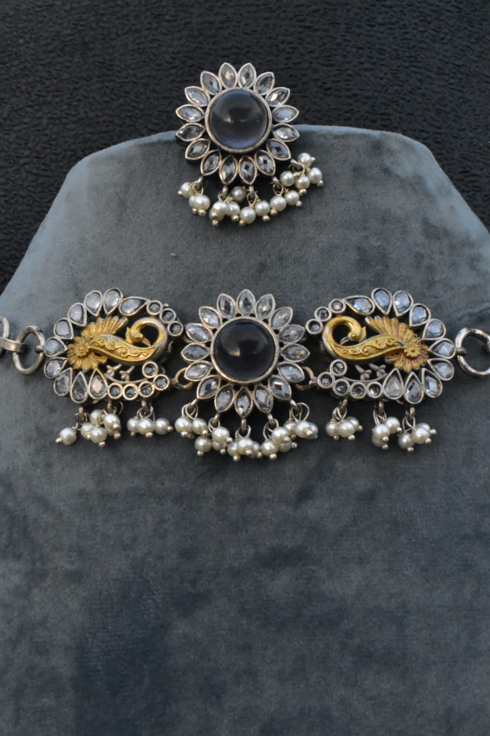 oxidised choker necklace set