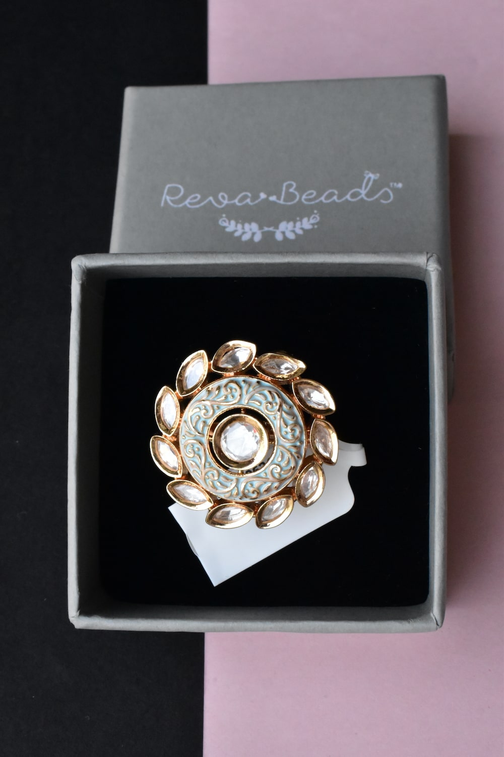 mint moissanite finger ring