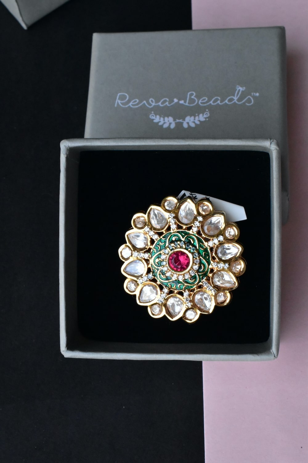 ruby kundan finger ring