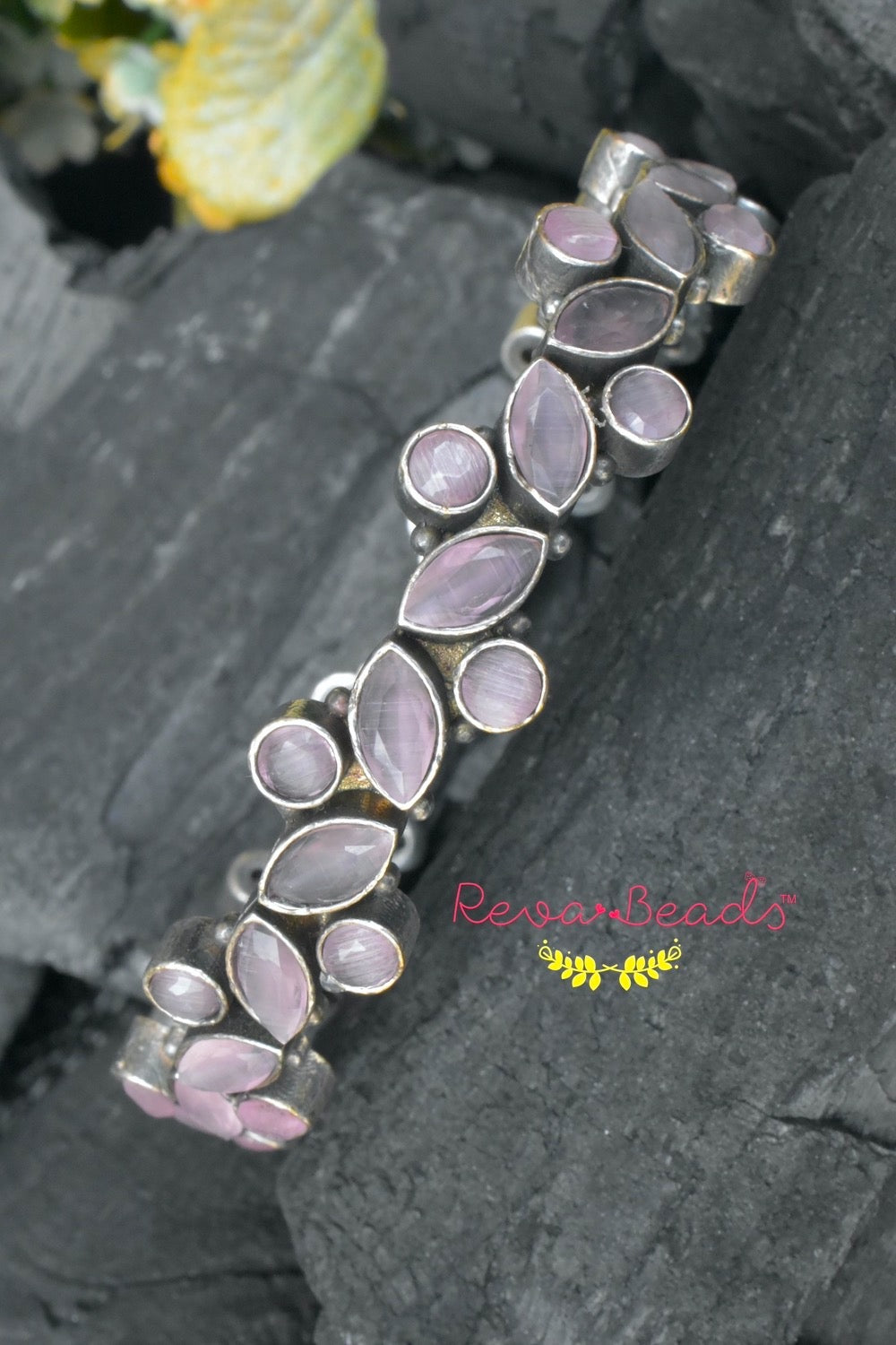 pastel stone brass bangle