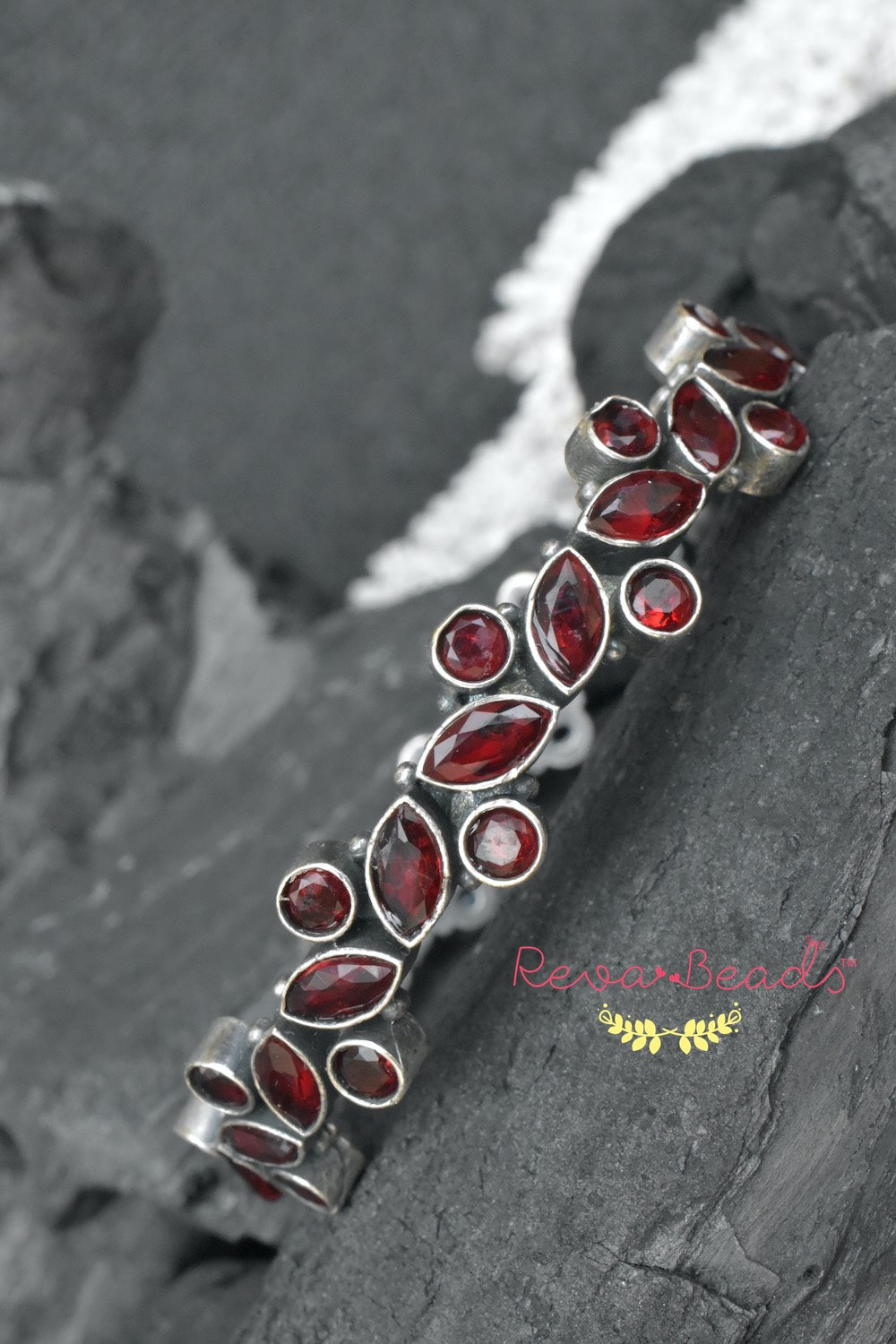 ruby silver bangle