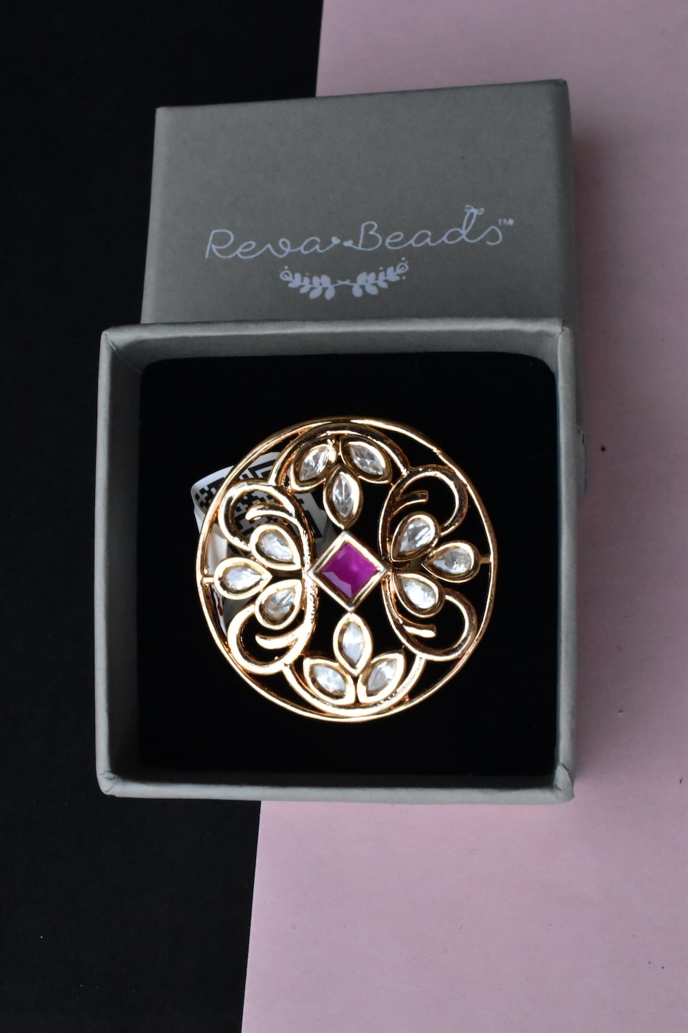 ruby kundan finger ring
