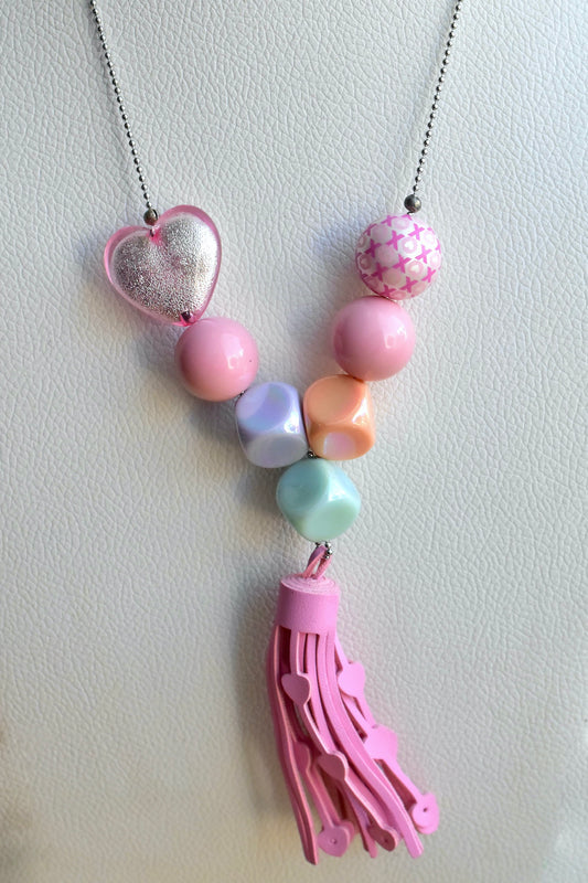 Valentine Theme bubblegum beads necklace bbn231096
