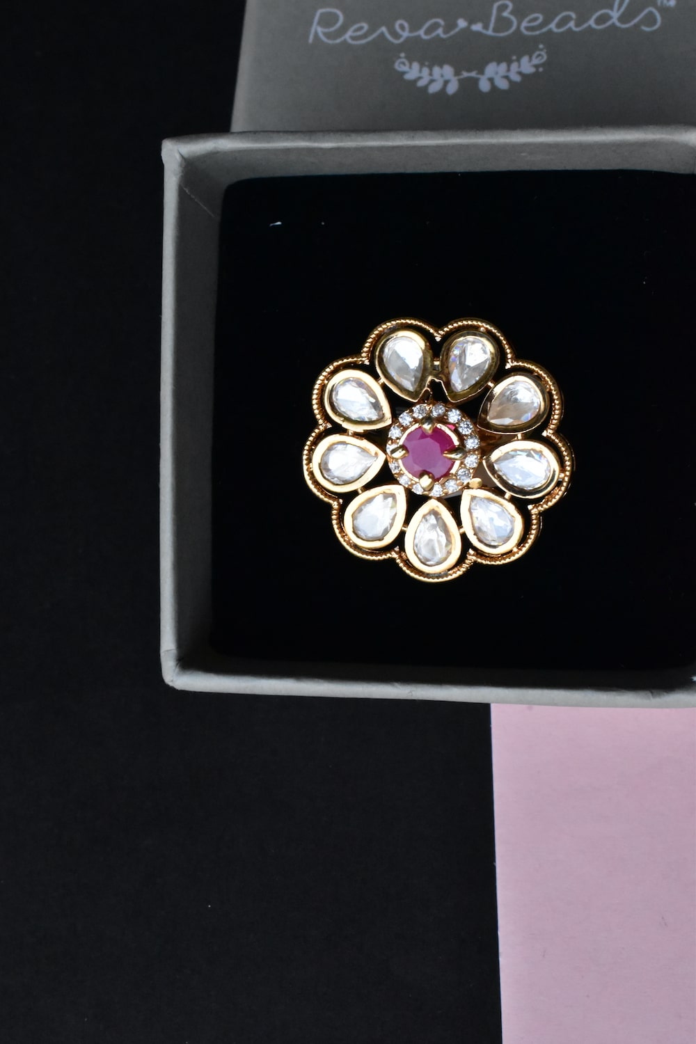 ruby kundan finger ring
