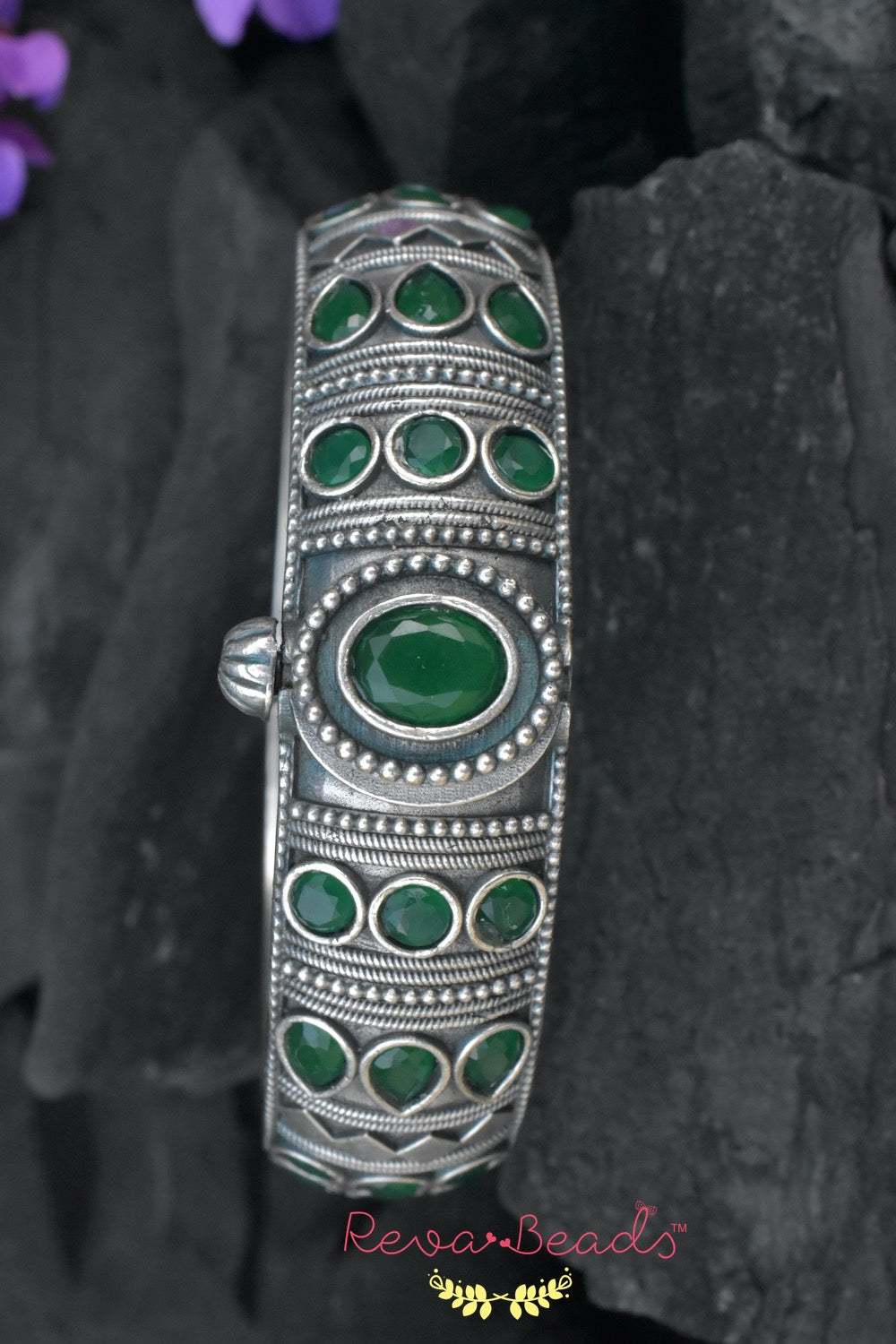 oxidised silver kada
