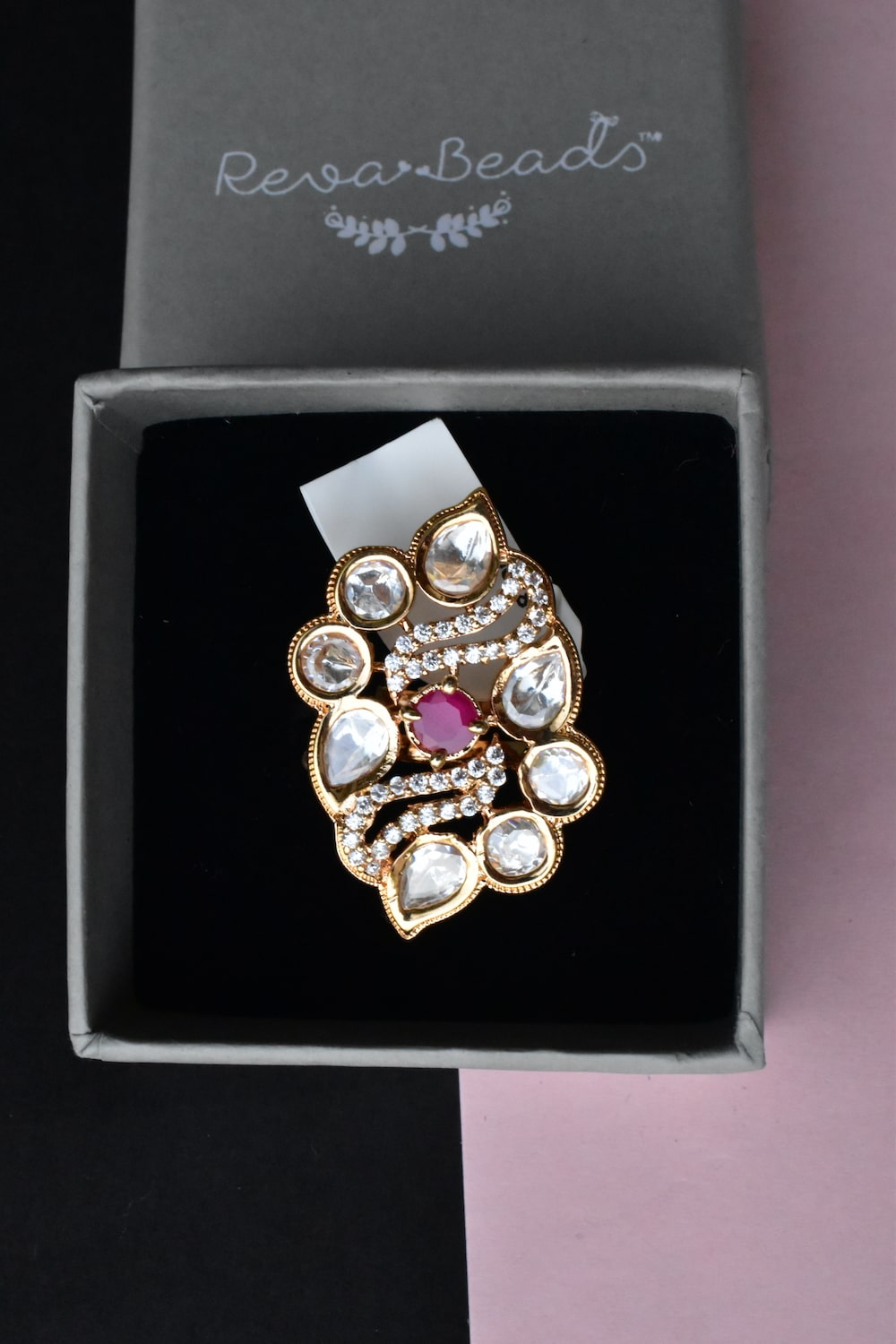 ruby kundan finger ring