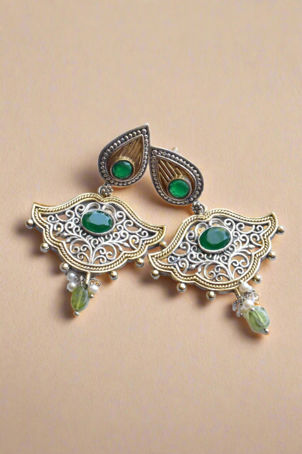 dual tone drop earrings
